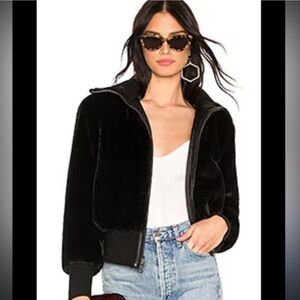 Alice + Olivia Black Faux Fur Bomber